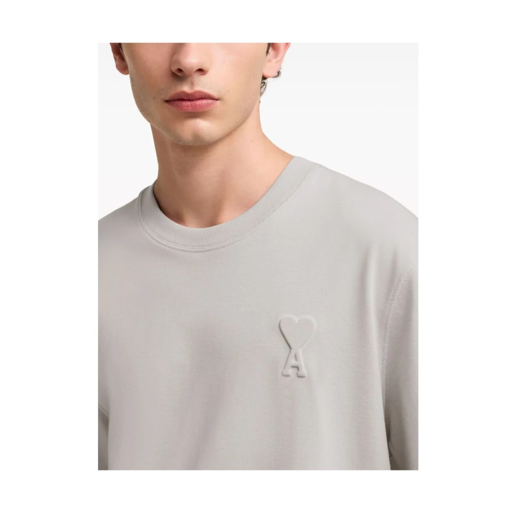 Ami Paris Grijze Katoenen Monogram T-shirt Gray Heren