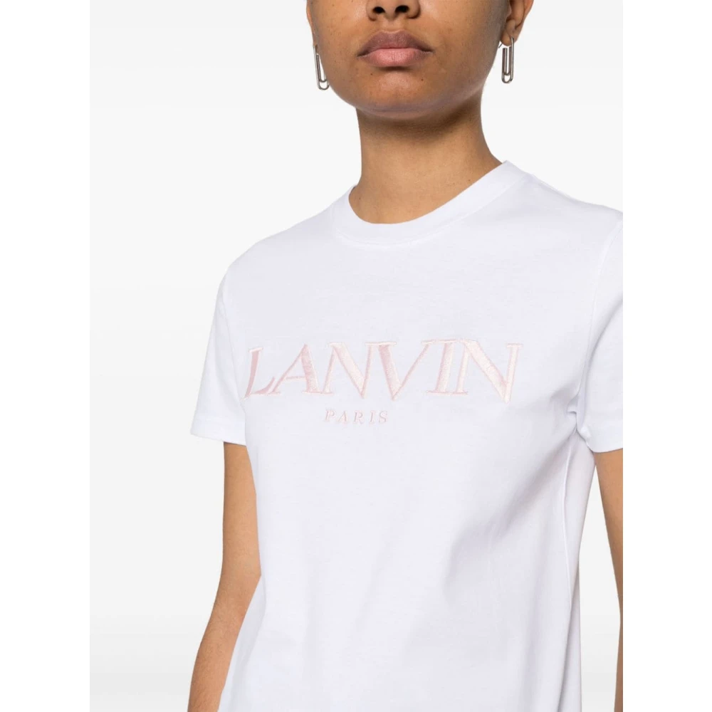 Lanvin Geborduurde Logo T-shirts en Polos White Dames