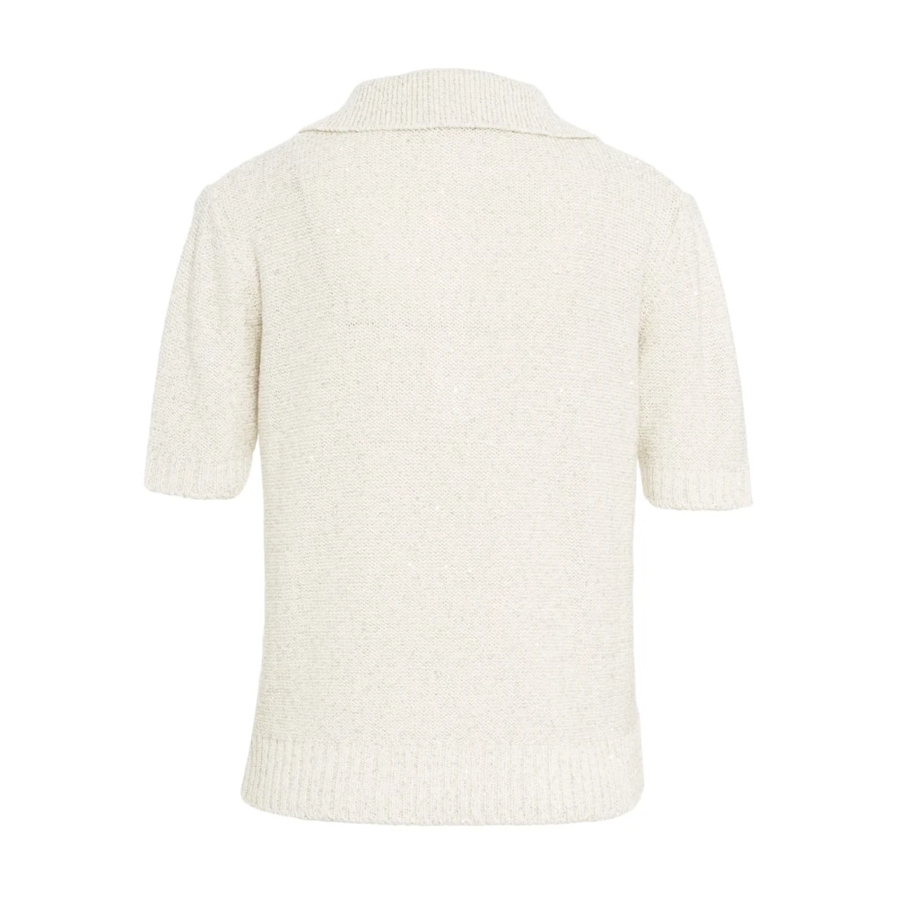 Kaos Beige Gebreide Polo met Glitterdetails Beige Dames
