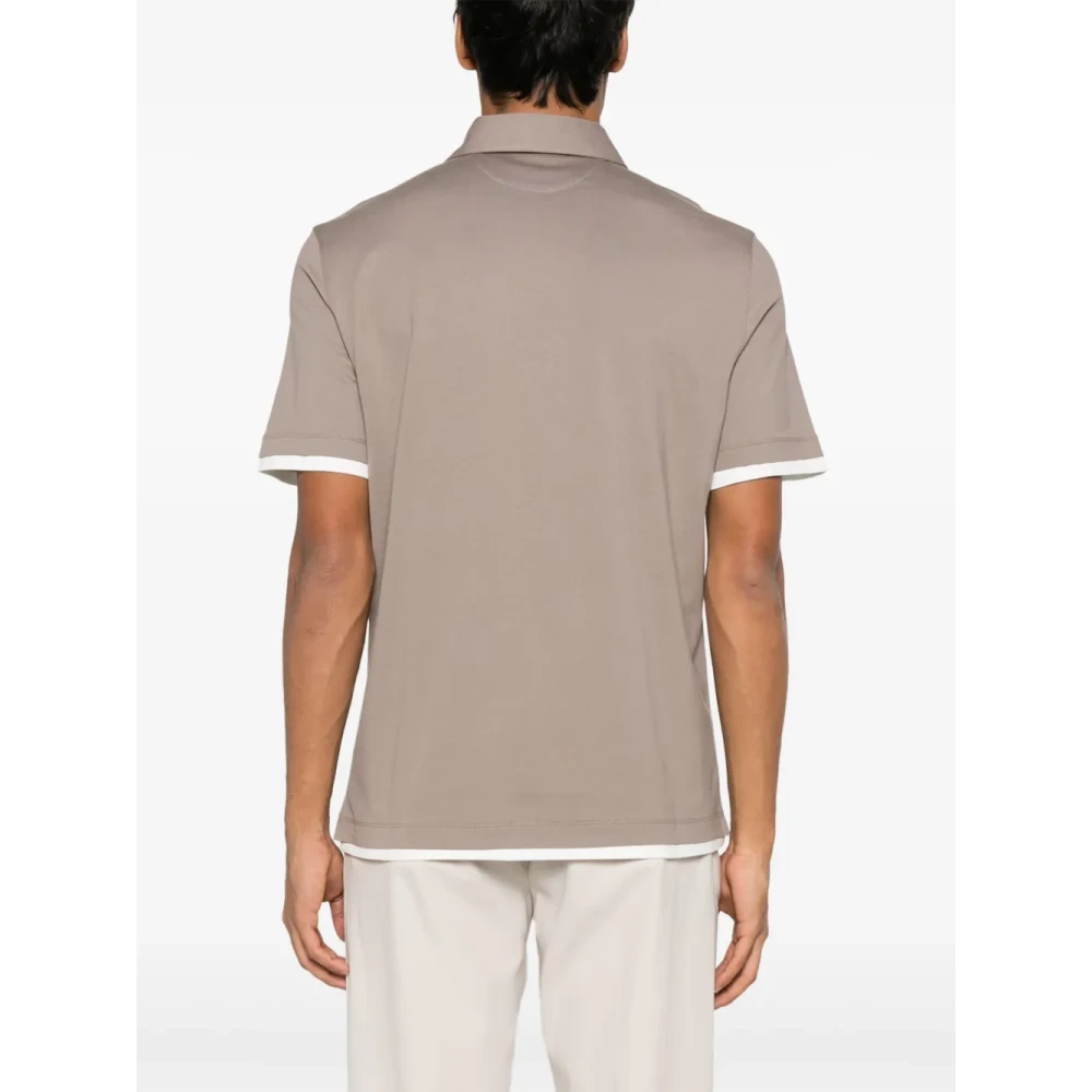 BRUNELLO CUCINELLI Olijf Polo Shirt Gelaagd Korte Mouwen Gray Heren