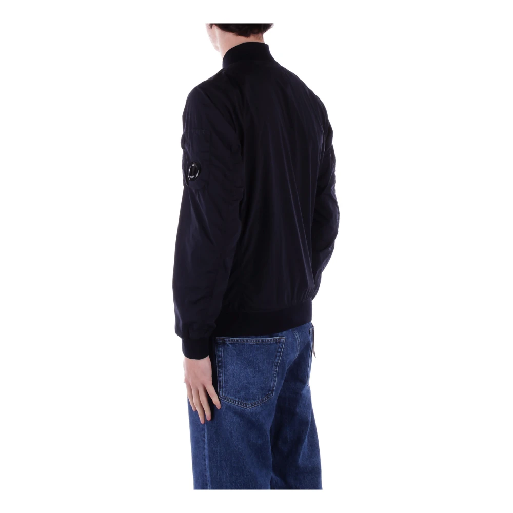 C.P. Company Slim Fit Logo Side Zip Coat Blue Heren