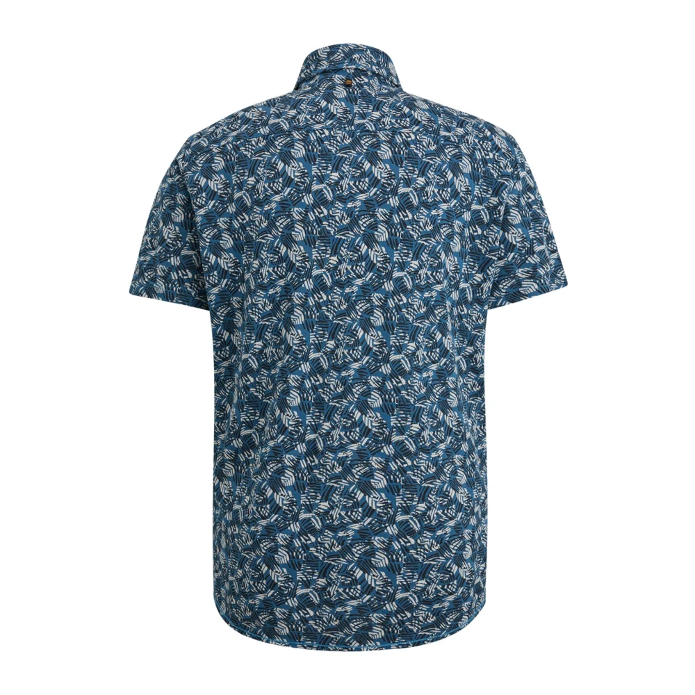 PME Legend Overhemd- PME S S Shirt Print ON Jersey Slub Pique Blue Heren