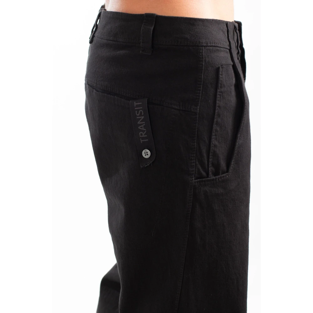 Transit Losse Katoen Wol Broek Black Heren