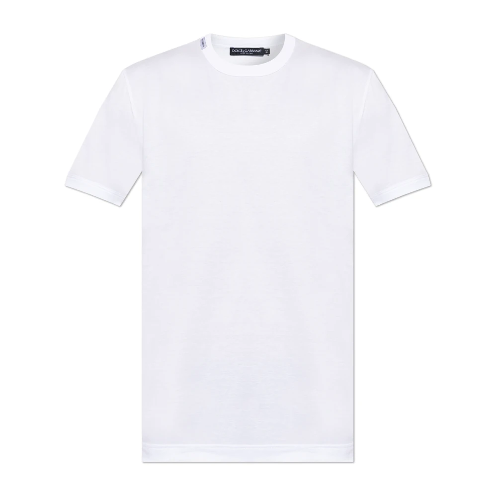 Dolce & Gabbana Men's White T-Shirts, M, Round-Neck T-Shirt