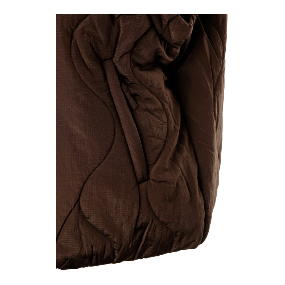 American vintage Gewatteerd vest met opstaande kraag Brown Dames