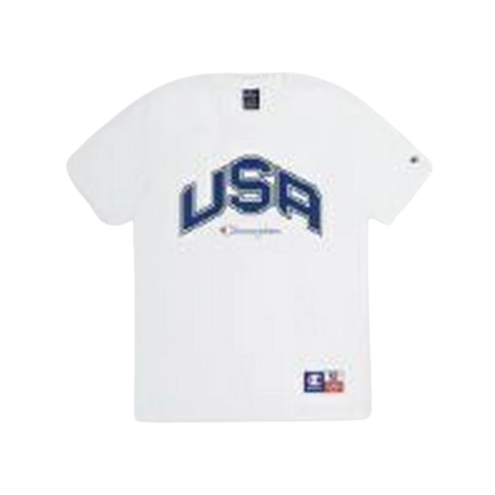 Champion Witte Legacy Bedrukte Logoshirt White Unisex