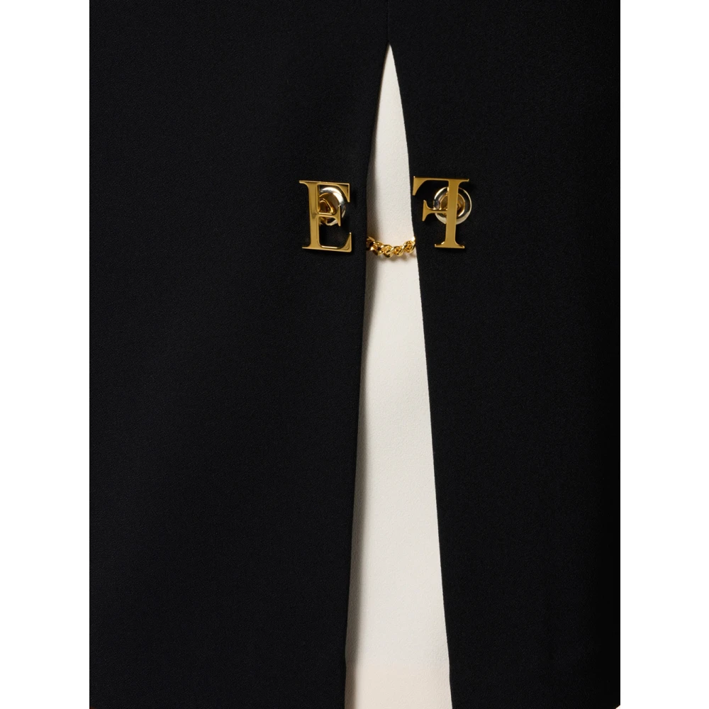 Elisabetta Franchi Chique Bicolor Mini Rok met Gouden Detail Black Dames