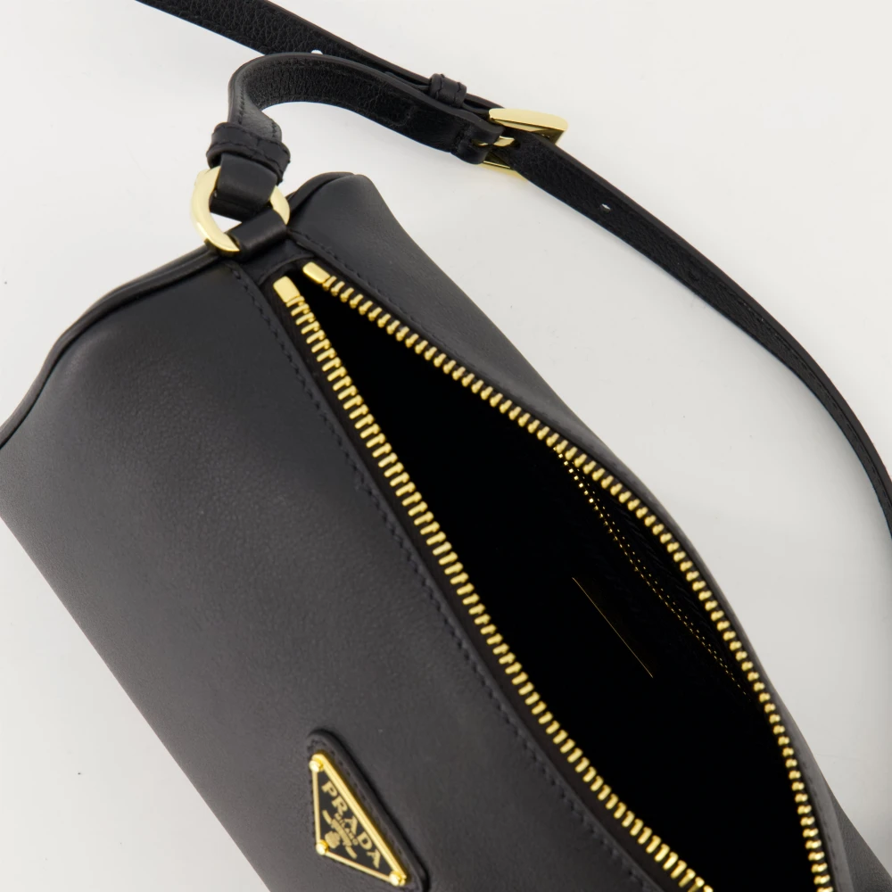 Prada Zwarte leren handtas Lente-Zomer 2025 Black Dames