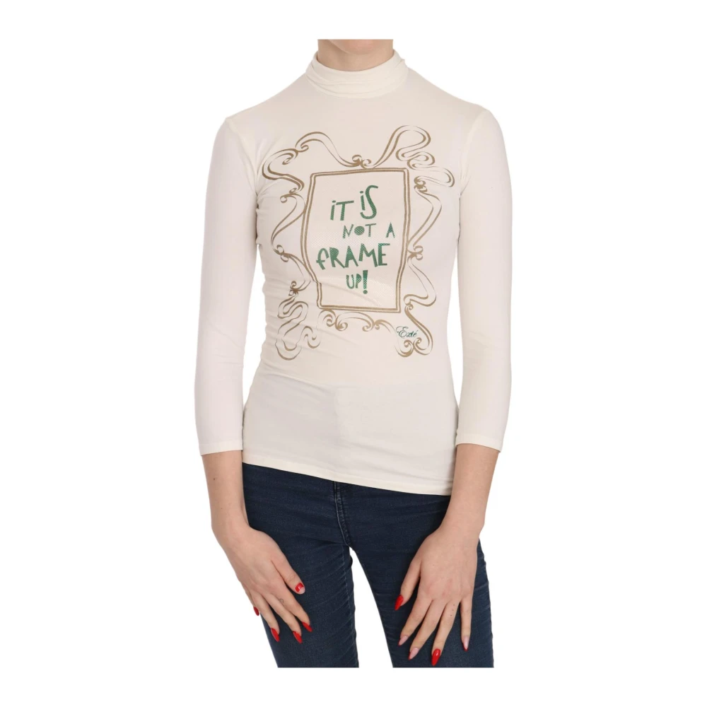 Exte Women's White Elegant Crew Neck Top