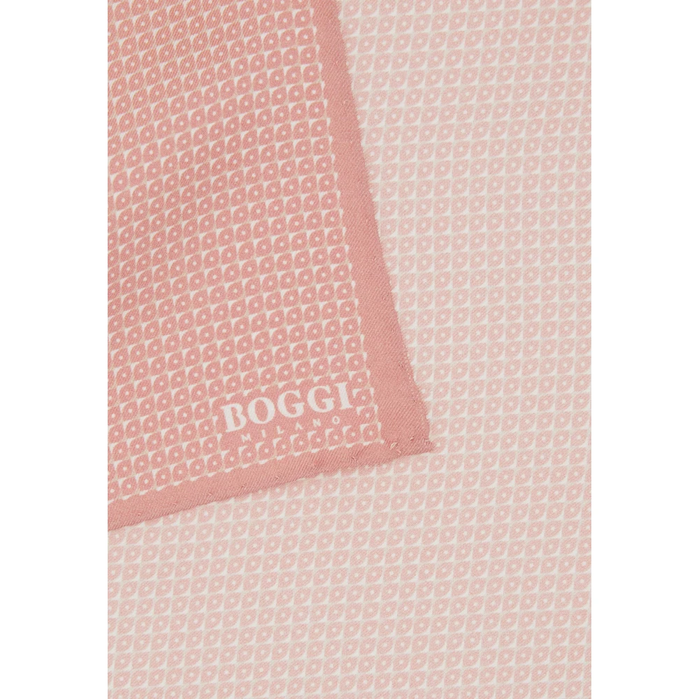Boggi Milano Zijden zakdoek met micro patroon Pink Heren