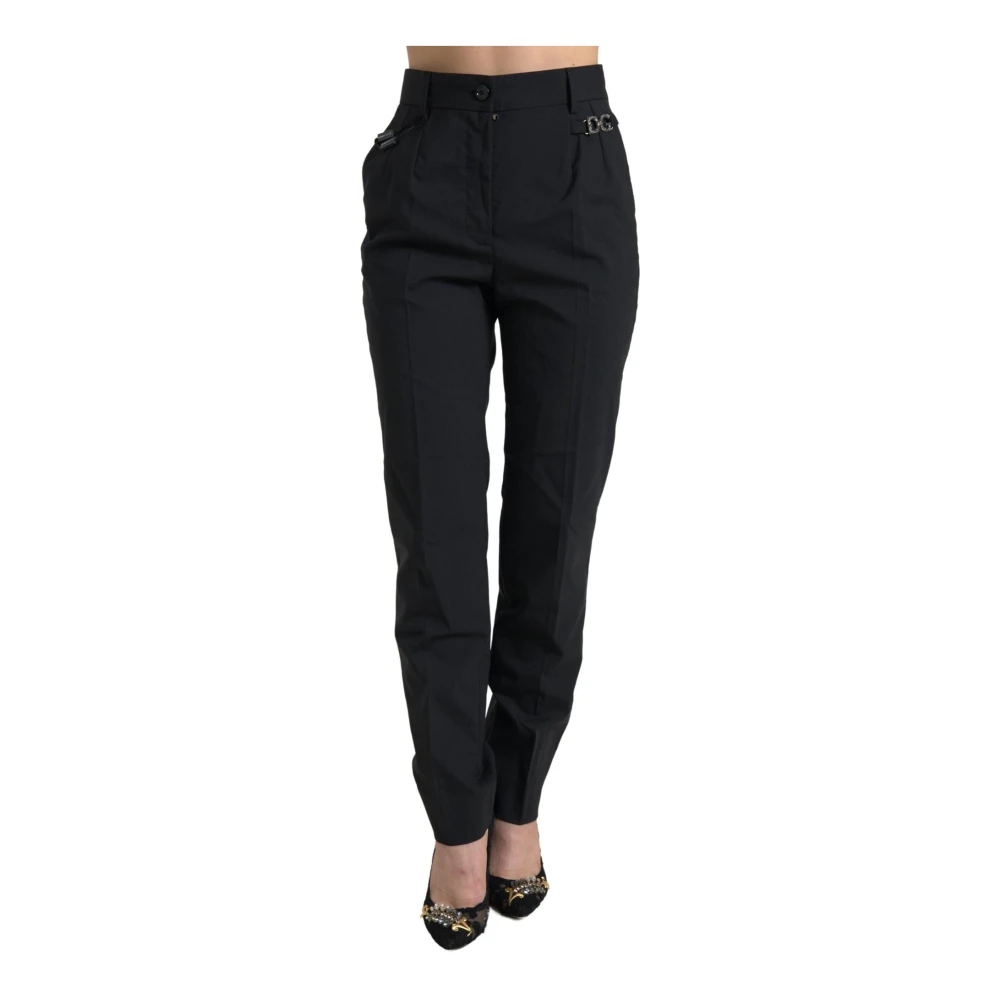 Dolce & Gabbana Premium Wool Tapered Pants Black Dames