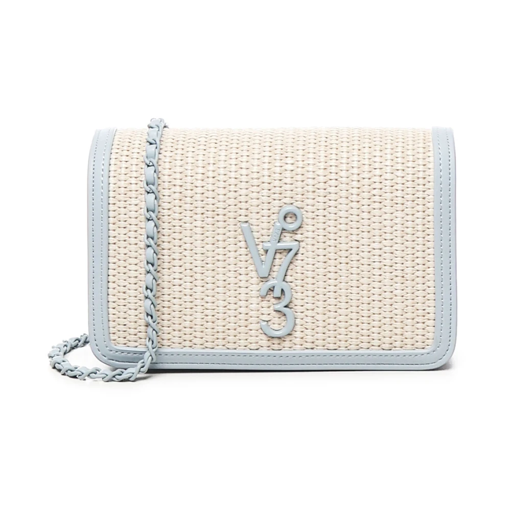 V73 Blauwe Leren Schoudertas met Logo Blue Dames
