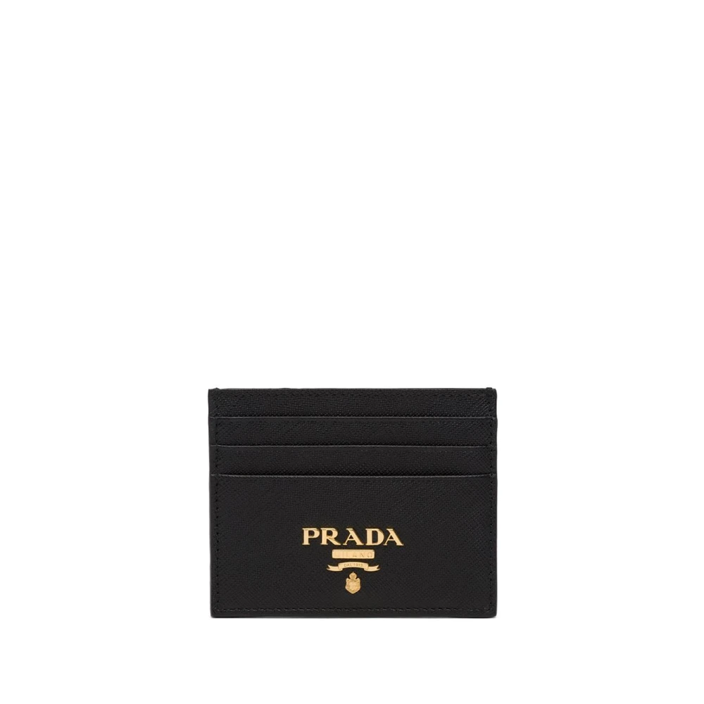 Prada Women's Black Wallets & Cardholders, One Size, Compact Front Logo Cardholder