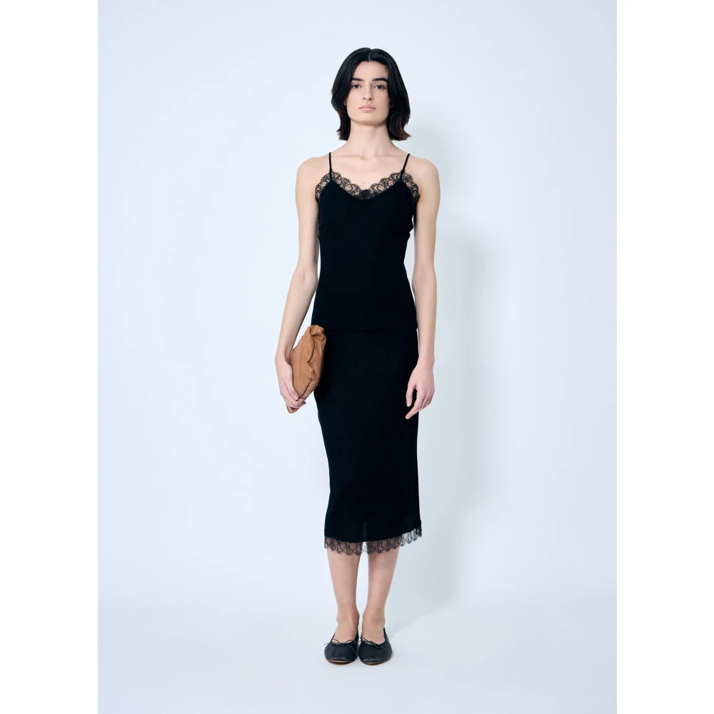The Row Zijden Kant Tanktop Black Dames