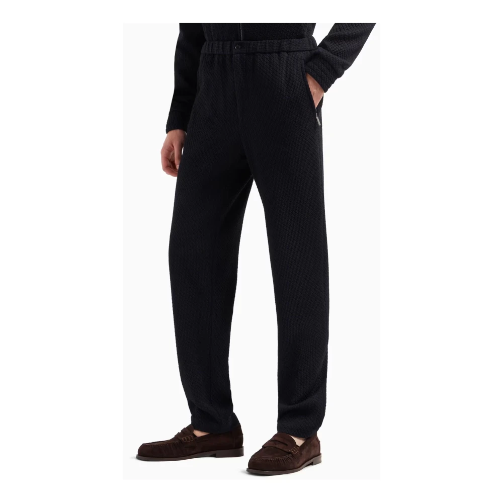 Emporio Armani Blauwe 3D-geëmbosseerde Stretchbroek Blue Heren