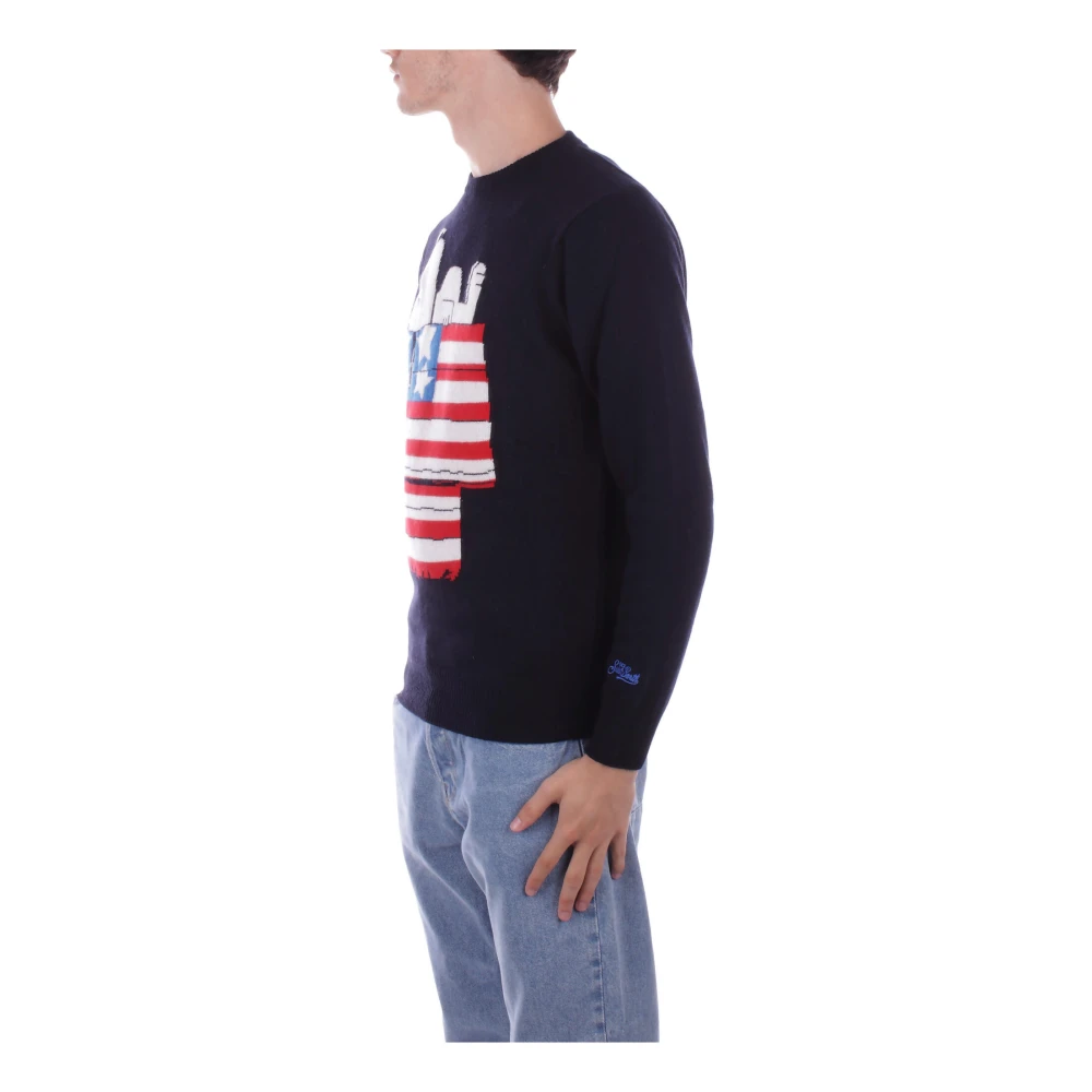 Saint Barth Logo Front Sweaters Blue Heren