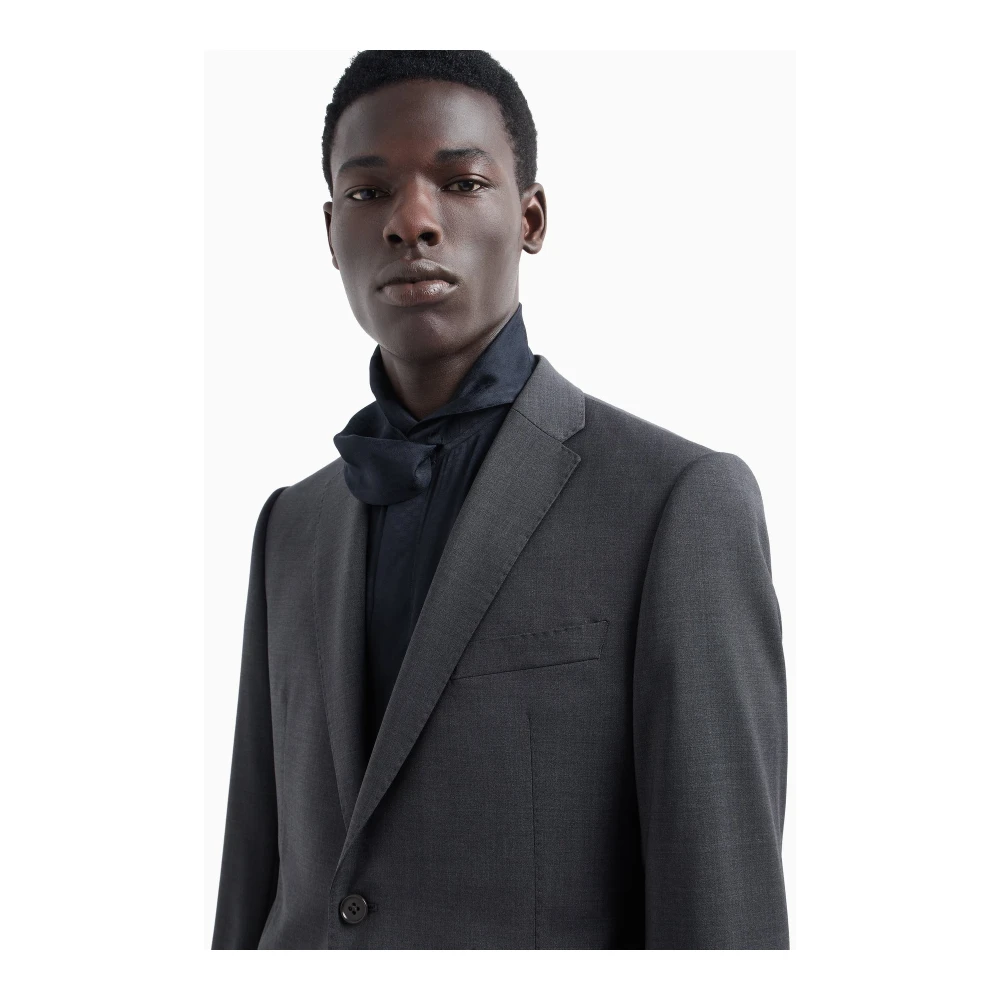 Emporio Armani Moderne Slim Fit Pak van Zuivere Wol Gray Heren