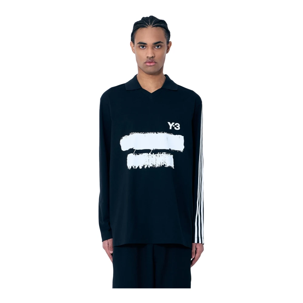 Y-3 Polo Shirt met Logo Print Black Heren