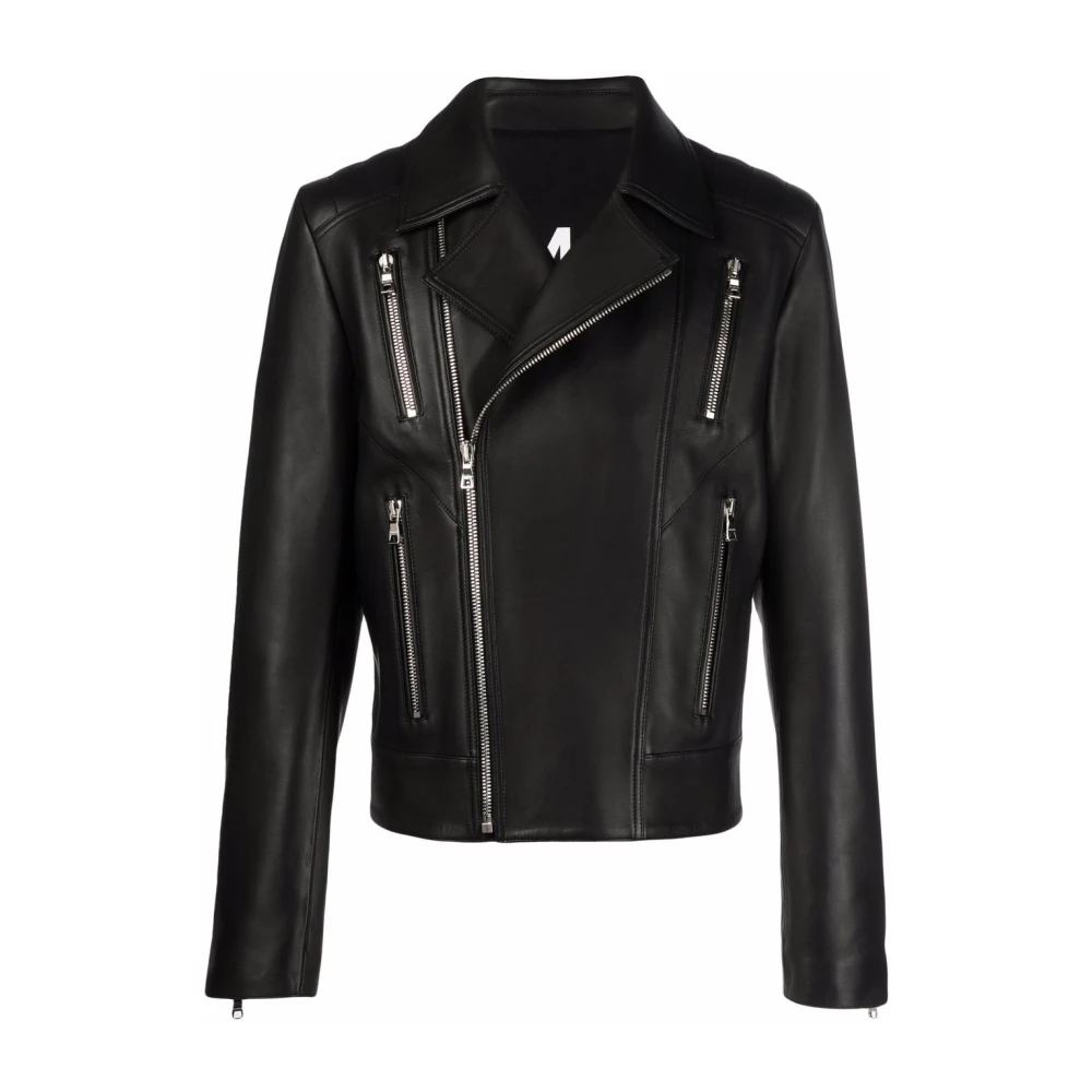 Balmain Men's Black Zipped Leather Biker Jacket - Leather Jackets - Xl - Jackets