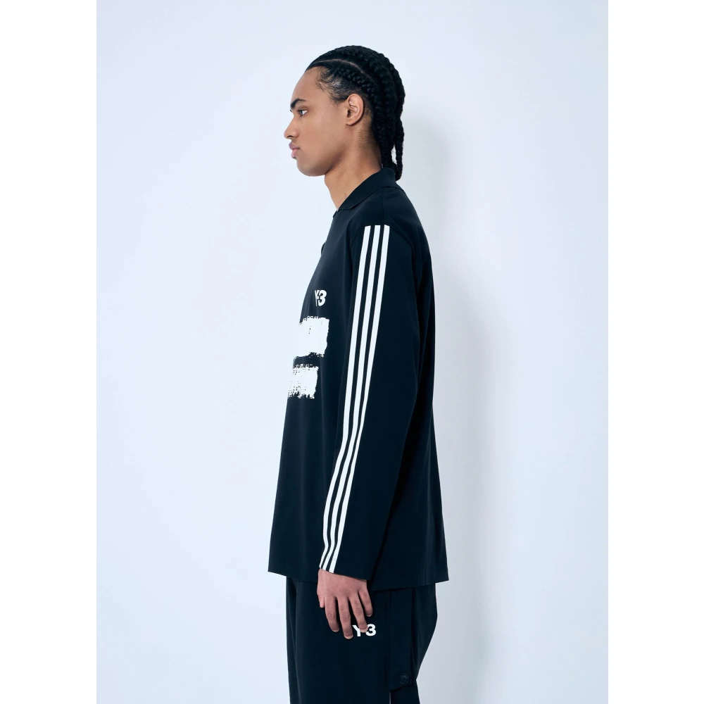 Y-3 Polo Shirt met Logo Print Black Heren