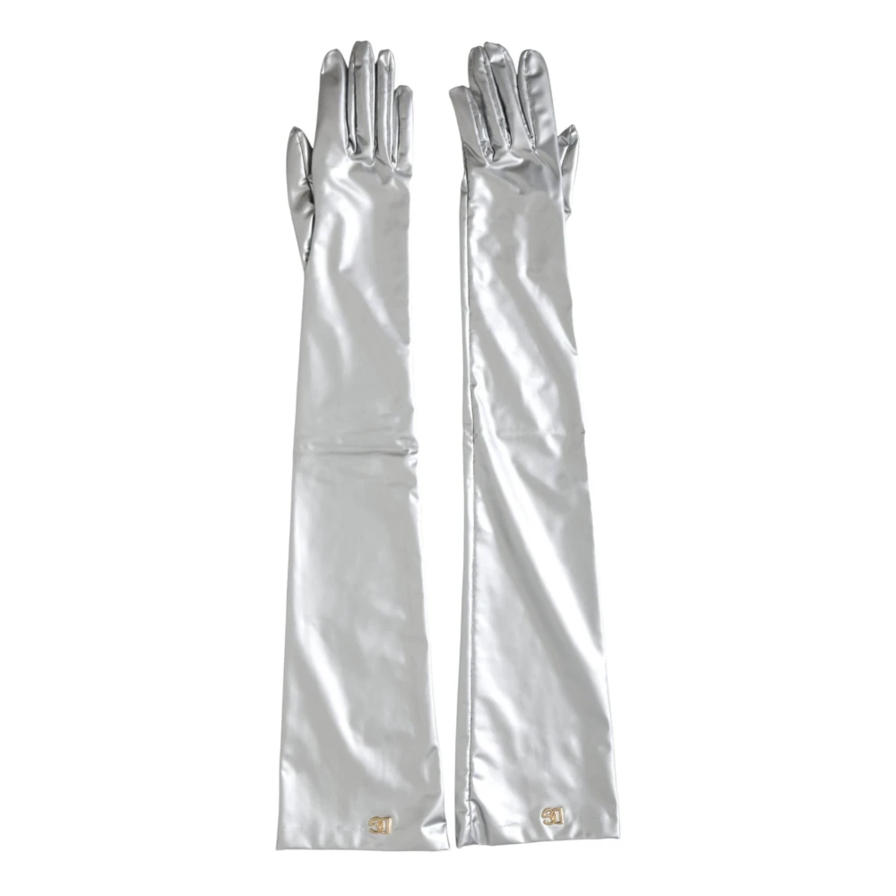 Dolce & Gabbana Zilveren Ellebooglengte Spandex Handschoenen Gray Dames