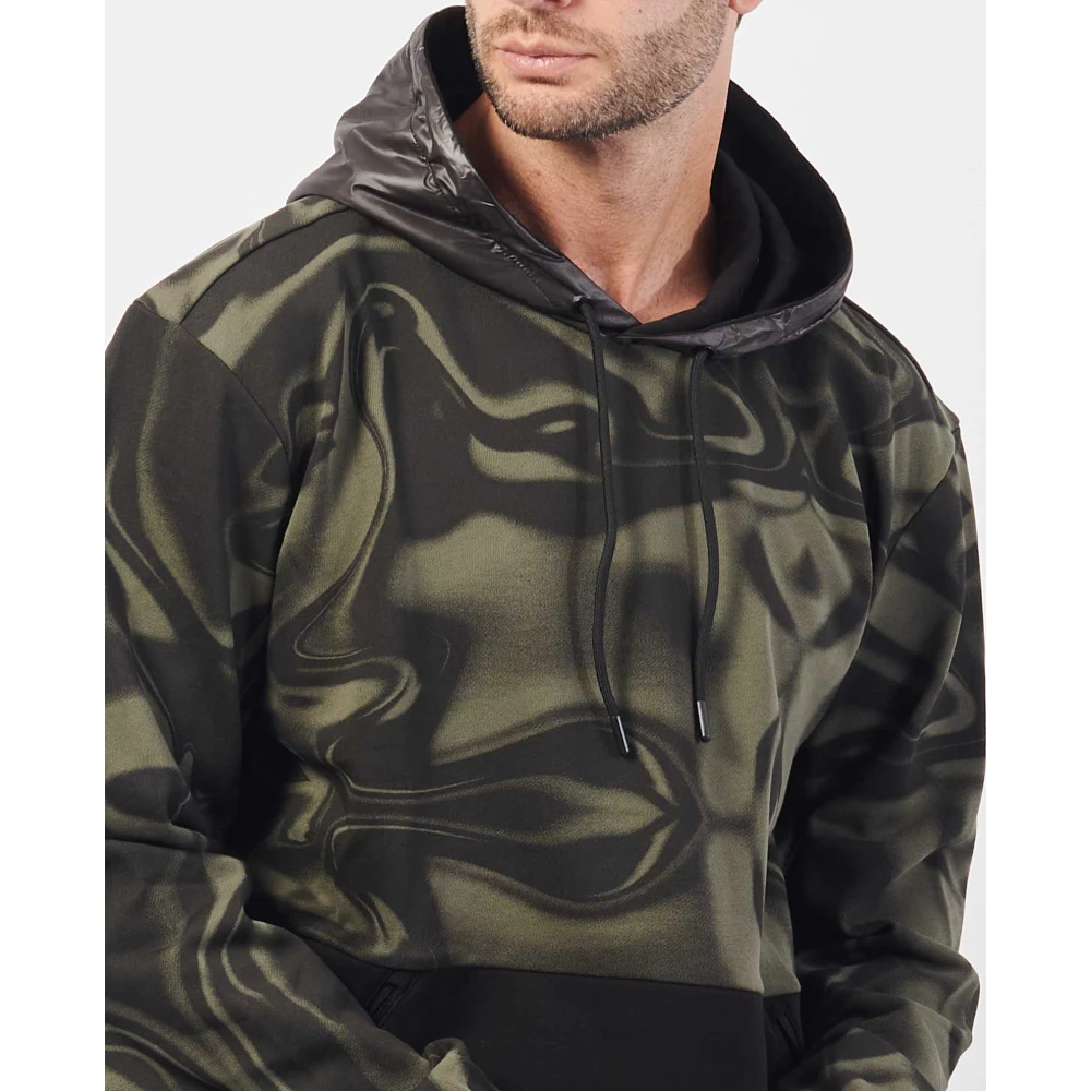 Emporio Armani EA7 Groene hoodie met ritssluiting zakken Green Heren
