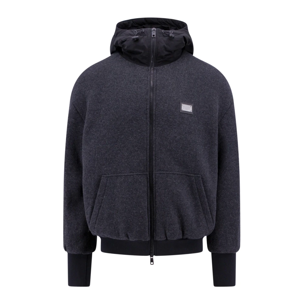Dolce & Gabbana Grijze wollen blend jas met ritssluiting Gray Heren