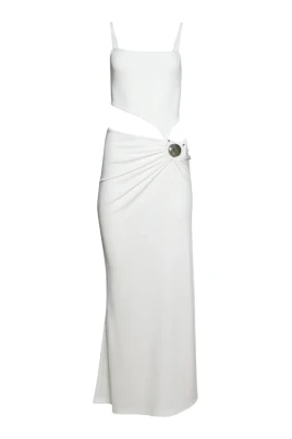 Embellished Cut-Out Ribbed Gown