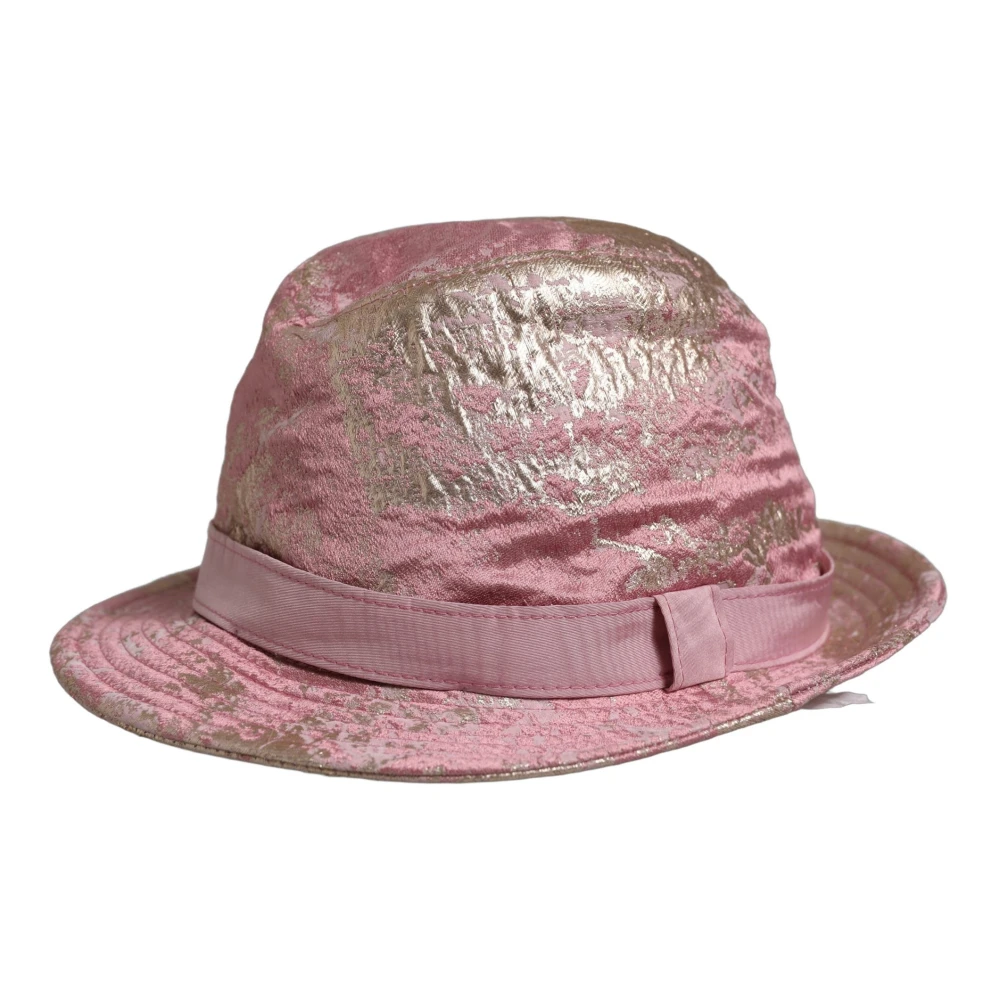 Dolce & Gabbana Pink Metallic Jacquard Pattern Bucket Capello Hat - 57 cm|S - Image 2