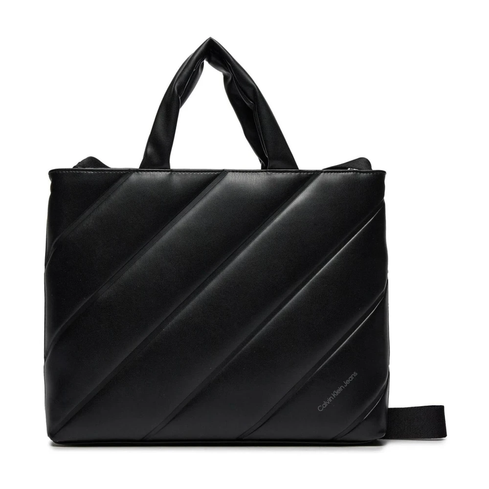 Calvin Klein Jeans Gewatteerde Tote Tas Zwart Kunstleer Black Dames