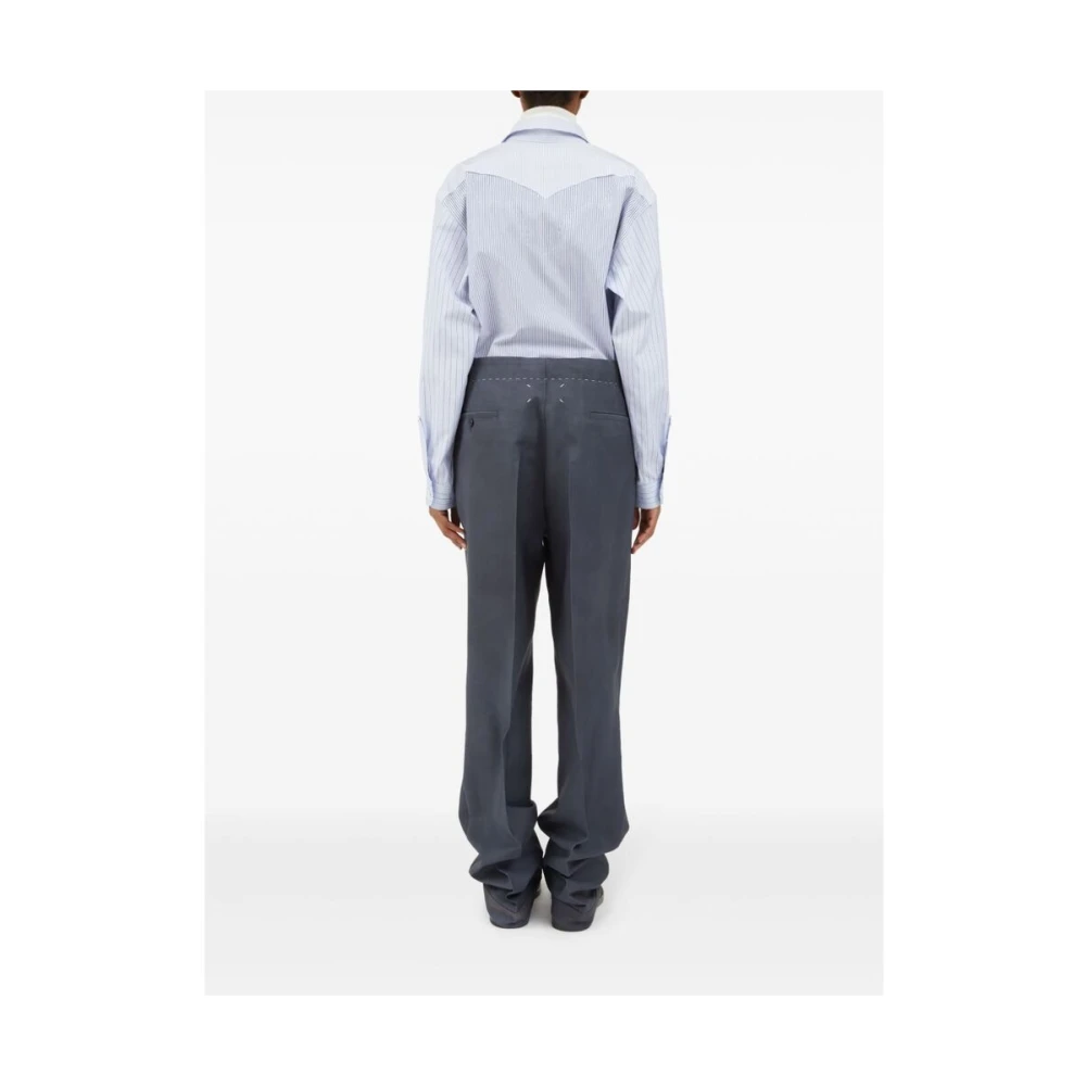 Maison Margiela Grijze Wollen Blend Signature Broek Gray Dames