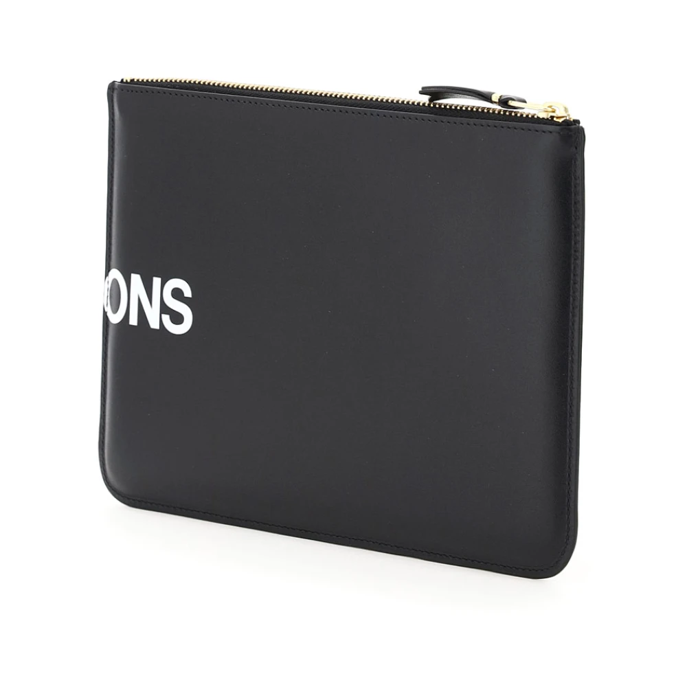 Comme des Garçons Leren Pouch met Logoprint Black Heren