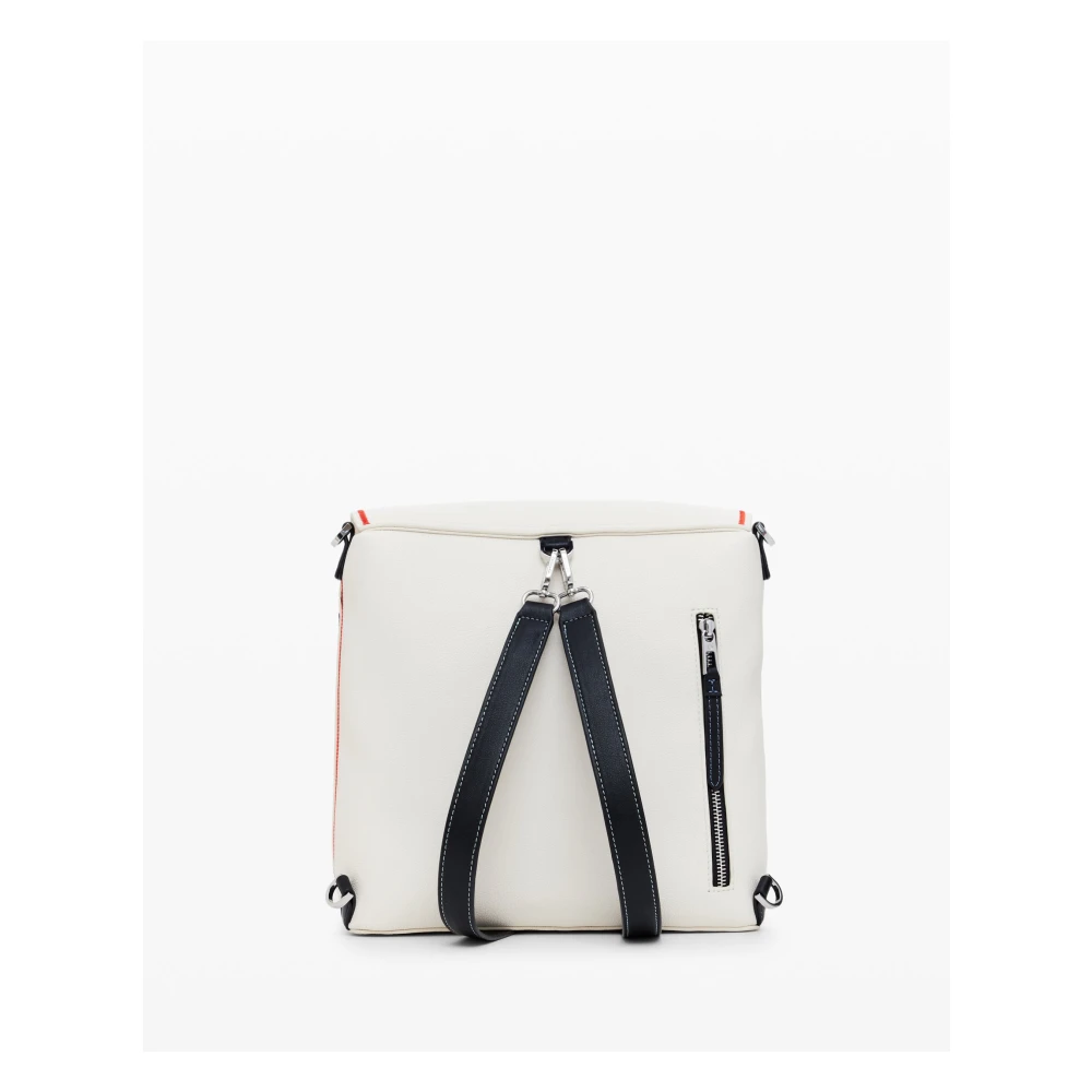 Desigual Stijlvolle witte rugzak met ritssluiting White Dames