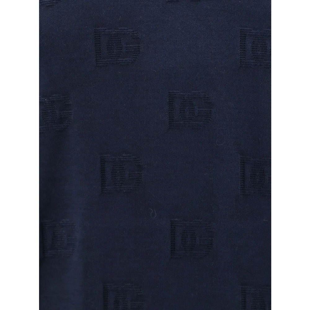 Dolce & Gabbana Zijden Logo Trui Blue Heren