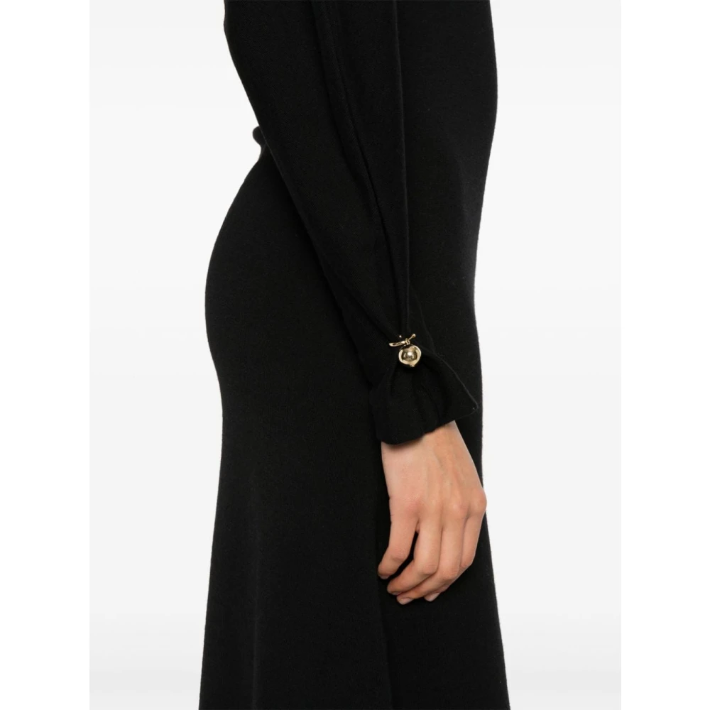 Philosophy di Lorenzo Serafini Zwarte Gebreide Jurk met Gouden Accenten Black Dames