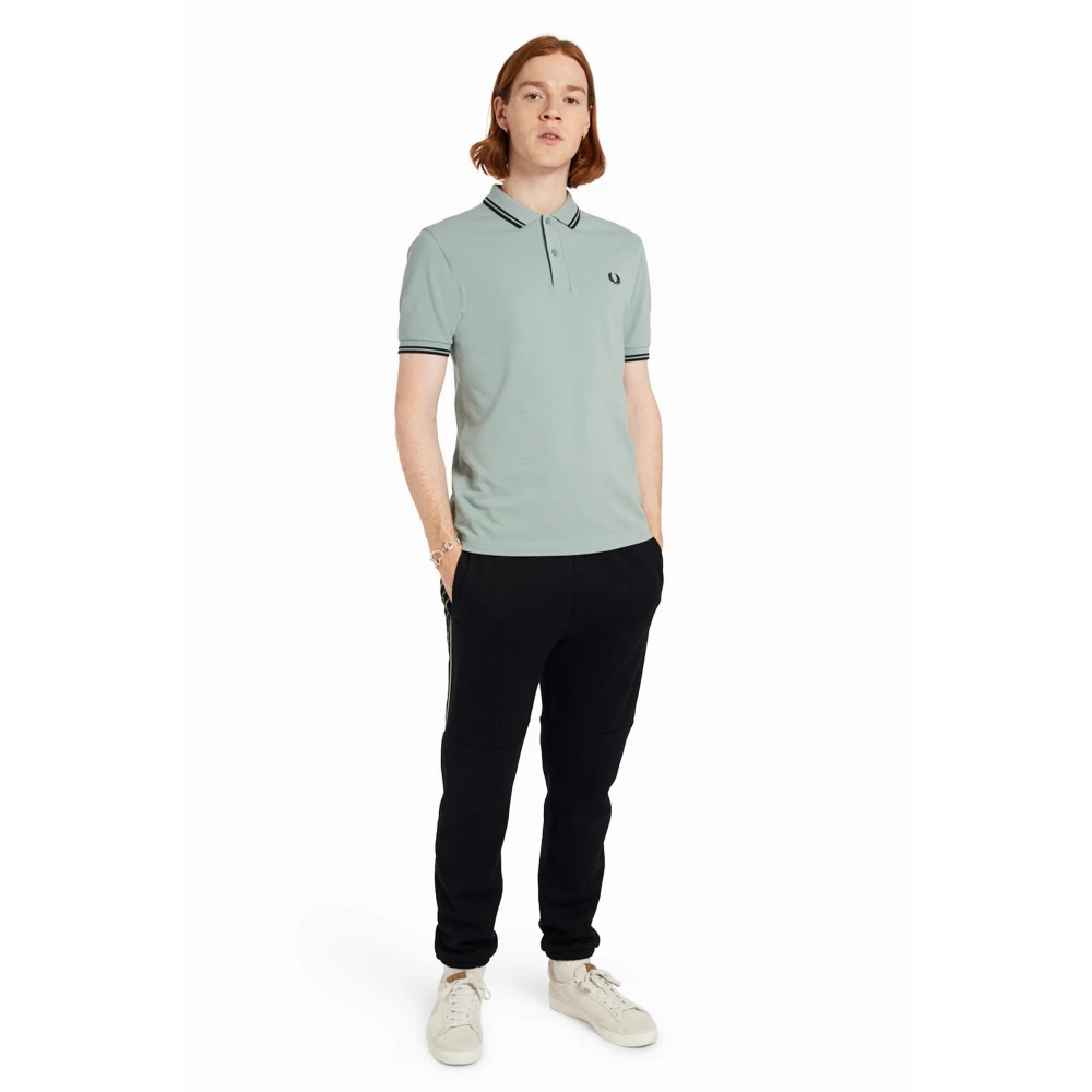 Fred Perry Slim Fit Twin Tipped Polo in Zilverblauw Zwart Blue Heren