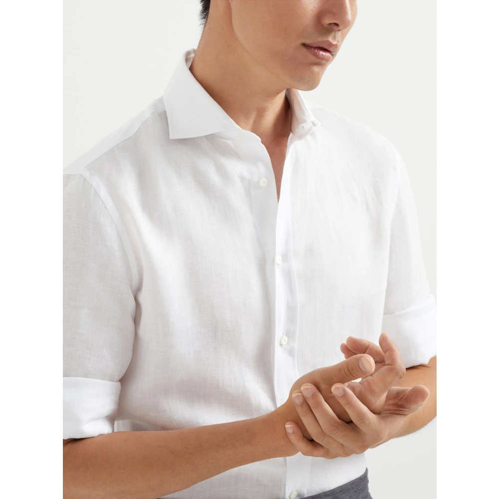 BRUNELLO CUCINELLI Wit Overhemd Klassieke Stijl White Heren