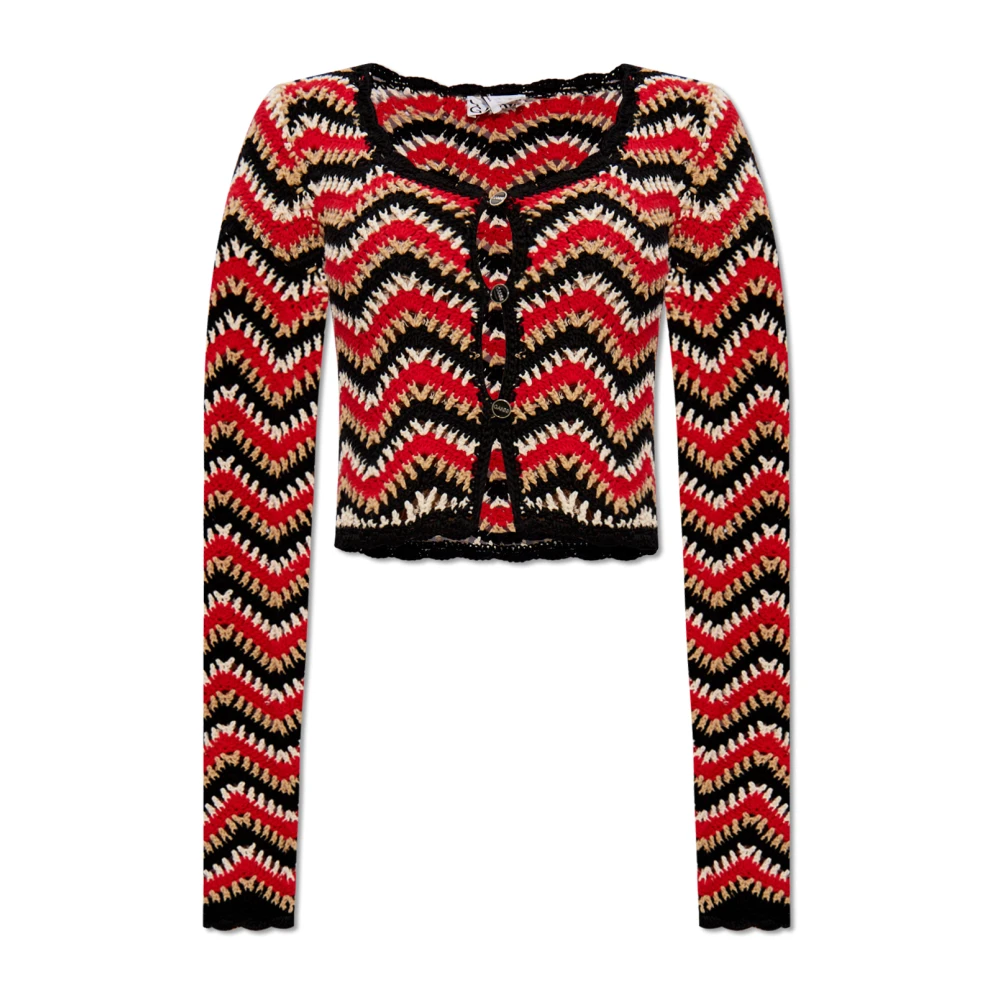 Ganni Rode Gehaakte Gebreide Vest Sweater Red Dames