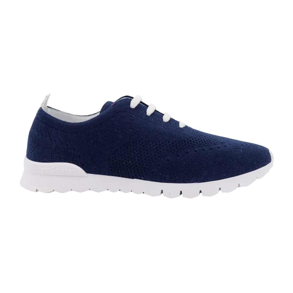 Kiton Gebreide Sneakers met Veters en Rubberen Zool Heren Schoenen Blauw