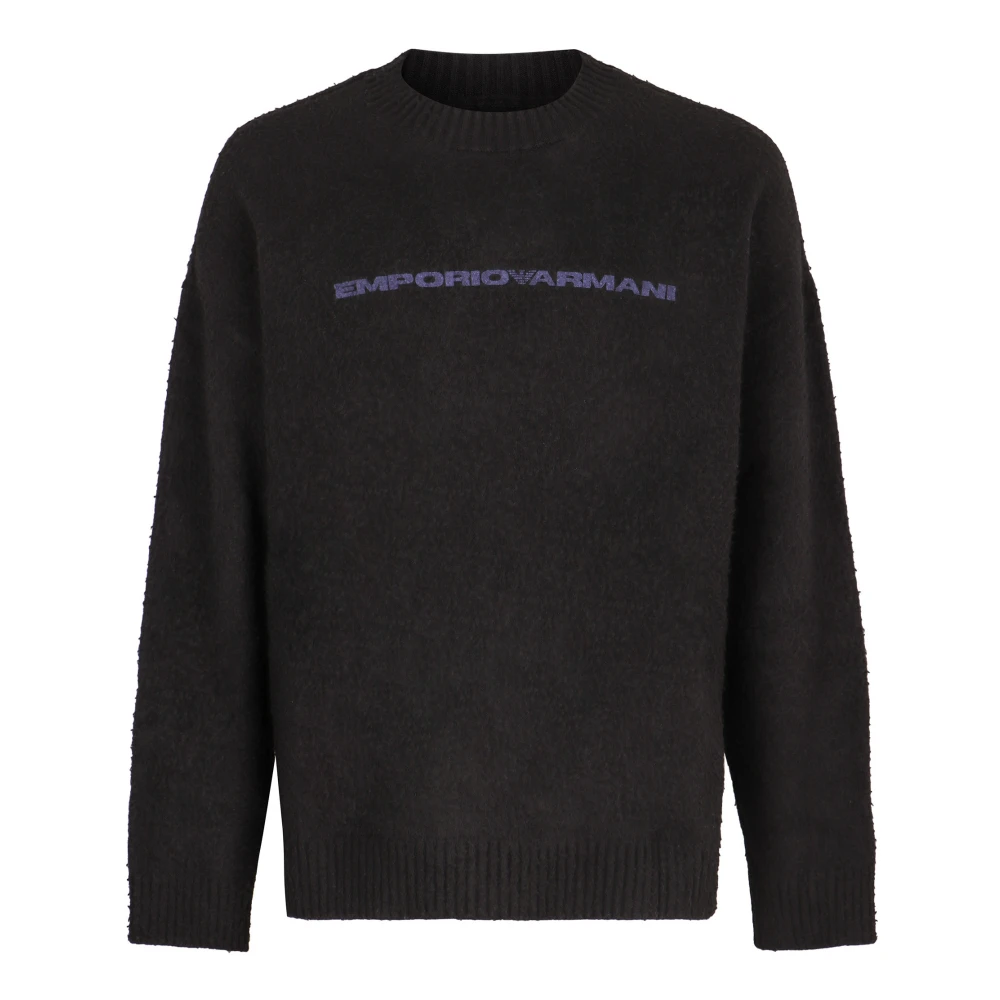Emporio Armani Contrast Logo Wolmix Trui Black Heren