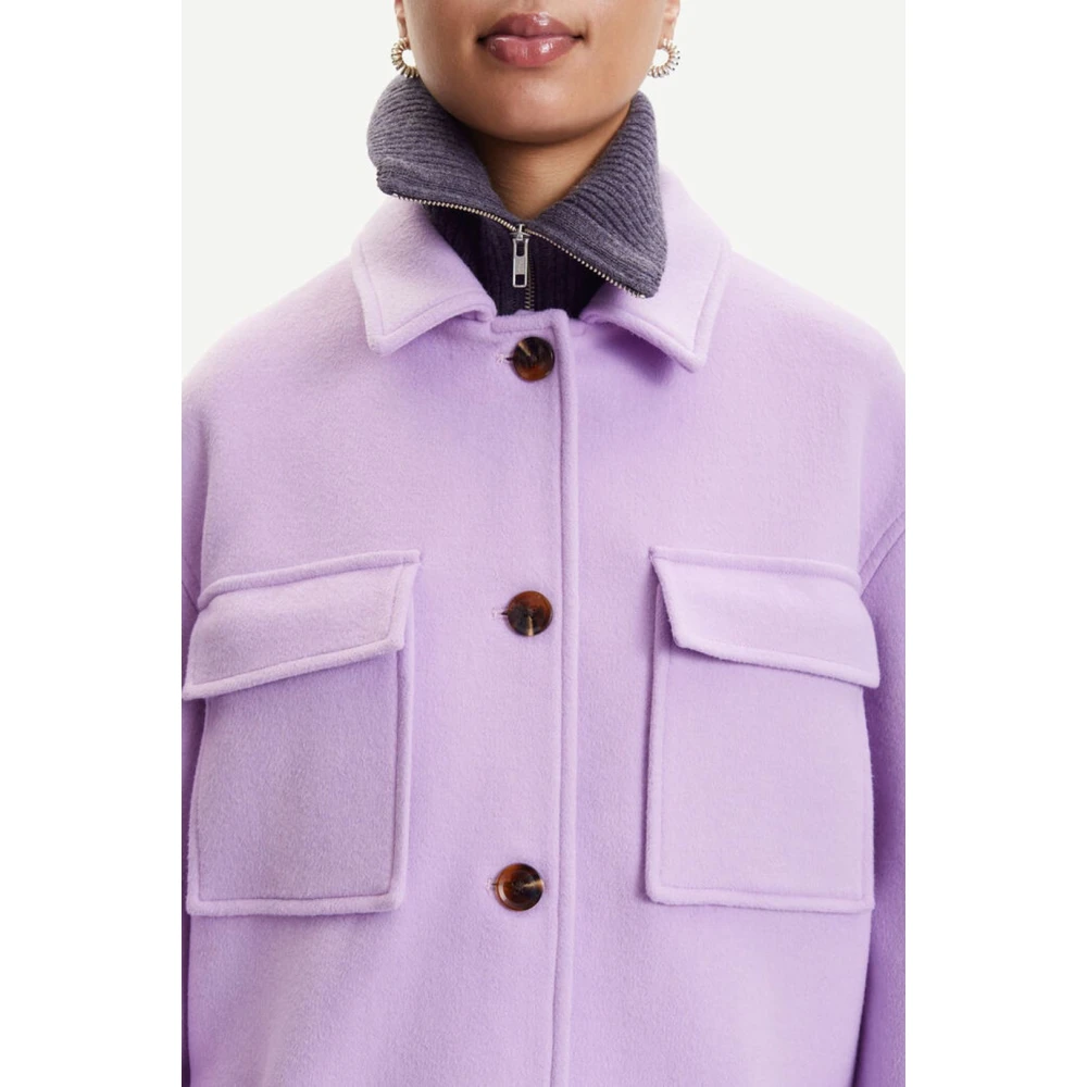 Samsøe Lila Wollen Overshirt Purple Dames