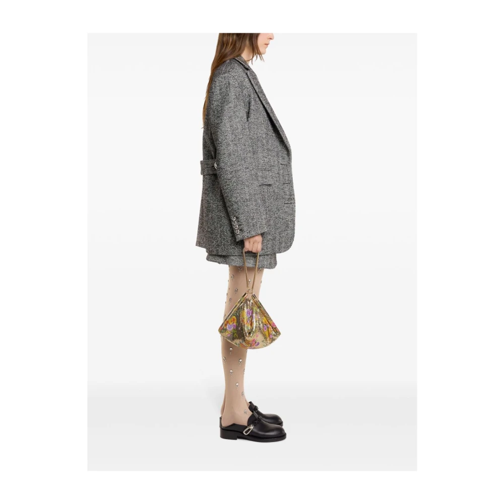 Paco Rabanne Grijze Jassen Herringbone Klassiek Voorste Knoop Gray Dames
