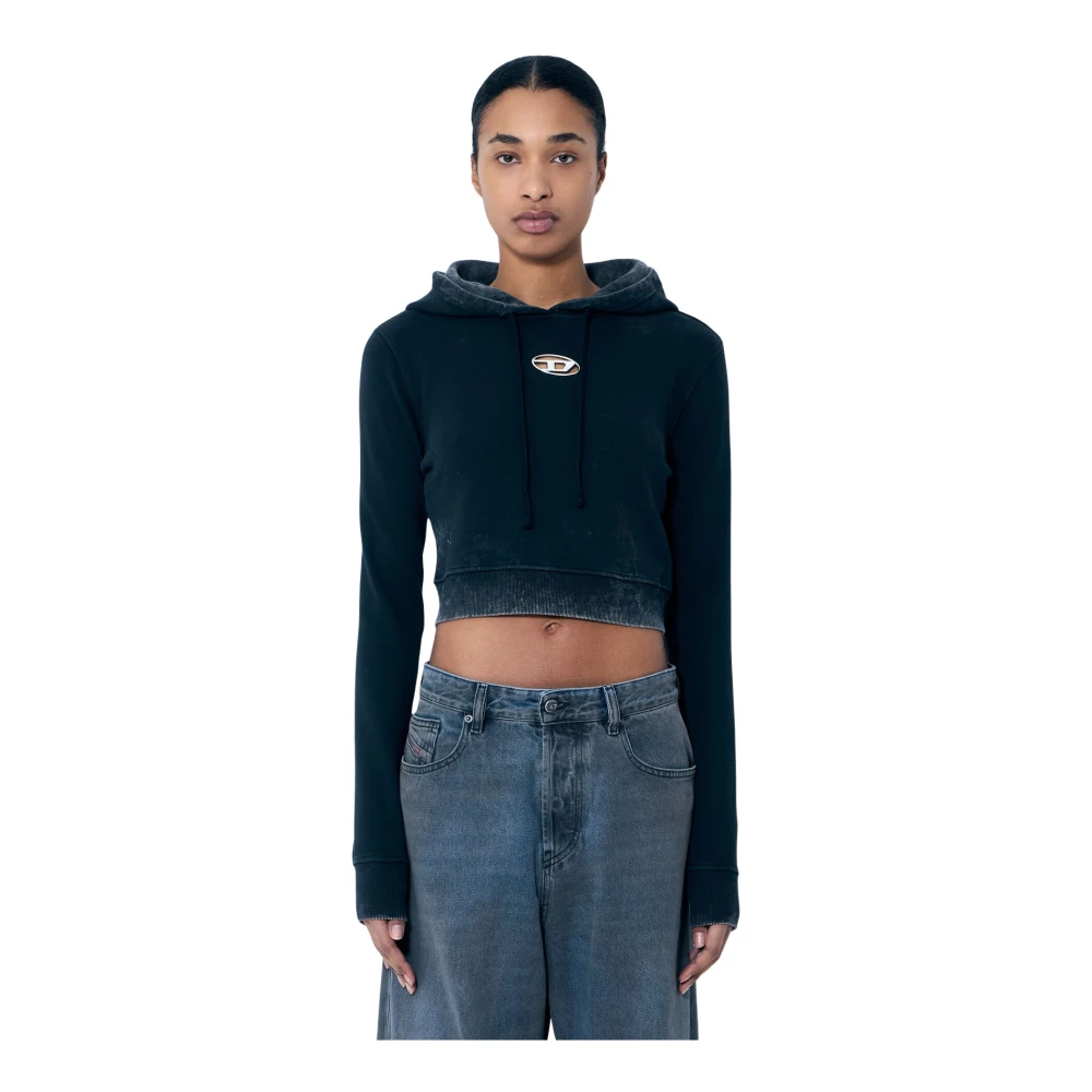 Diesel Verweerde Hoodie Geknipt Stijl Black Dames