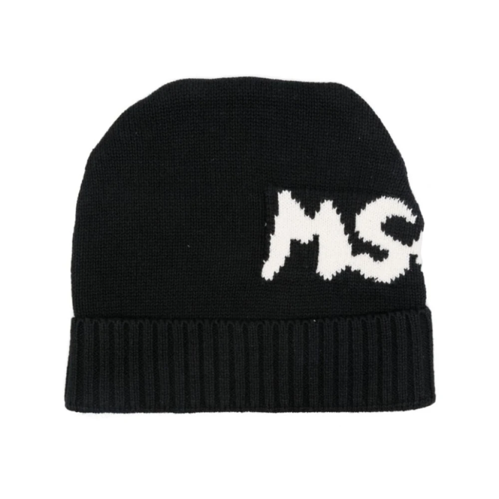 Msgm Stickad Bomull Barn Mössa Black, Unisex