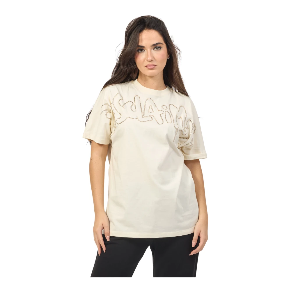 Disclaimer Dames Basic Logo T-shirt Wit Beige Dames