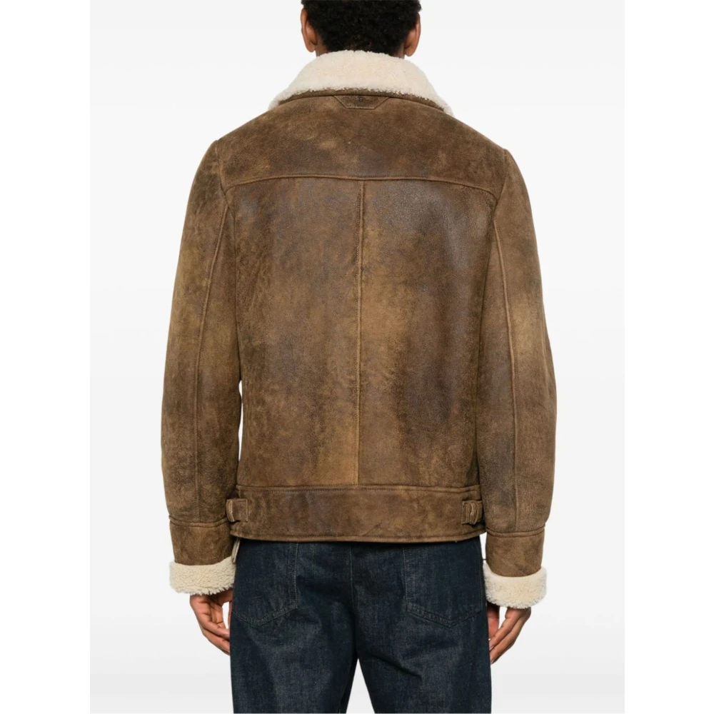 Salvatore Santoro Bruine Shearling Ritsjas Brown Heren