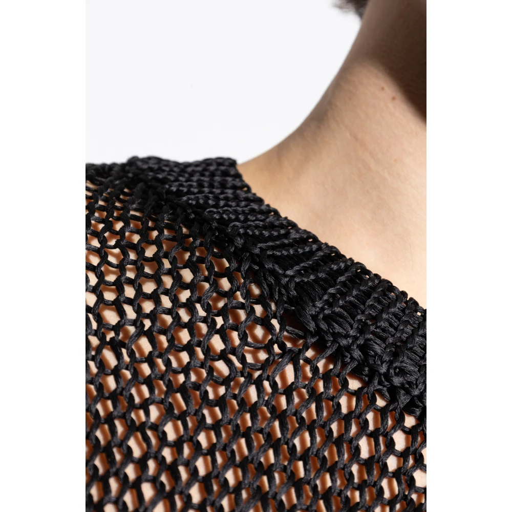 Jil Sander Zijden trui met decoratieve brei Black Heren