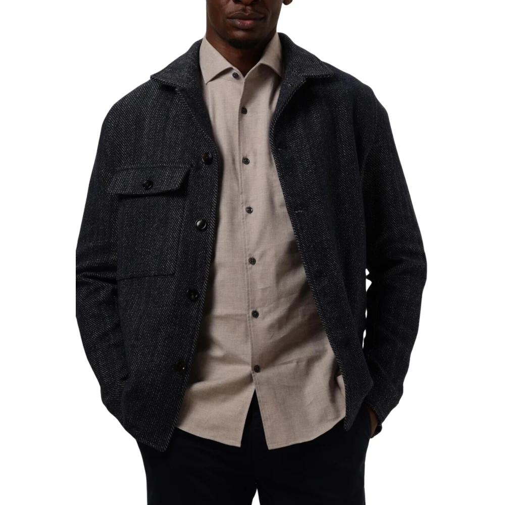 Profuomo Beige Twill Overshirt voor Heren Blue Heren
