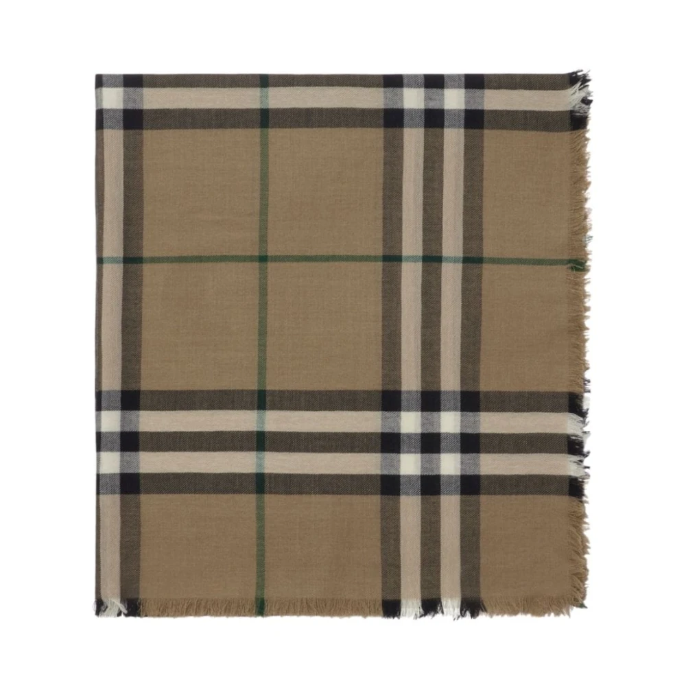 Burberry Giant Khaki Zwart Geruit Sjaal Brown Heren