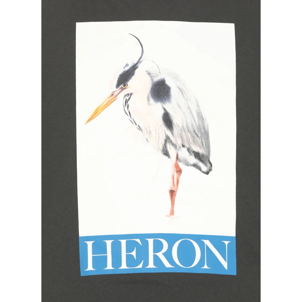 Heron Preston Zwarte Katoenen Gewatteerde T-shirt met Vogelprint Black Heren